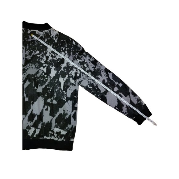 Calvin Klein Cardigan Mens Sweater  Large Abstract Black Zip Jacket - Picture 5 of 7